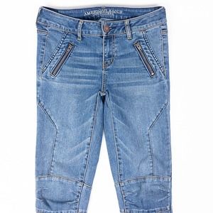 American Eagle Jegging Ankle Super Stretch Womens Jeans Patchwork 4 Reg